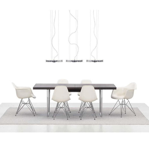 Cadeira de Braços em Plástico Eames DAR / Assento em Tecido / Base Cromada